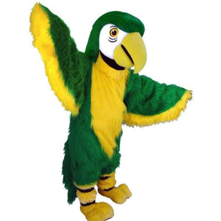 Bird Mascots * | Mask Us Green Parrot Lightweight Mascot Costume