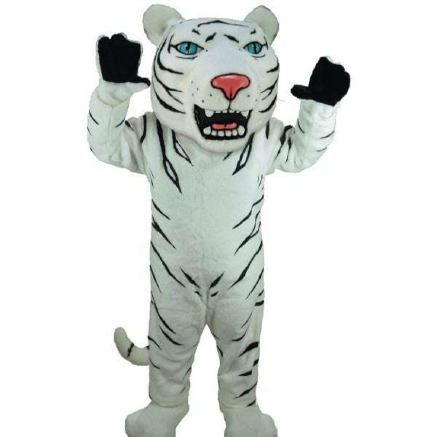 Cat Mascots * | Mask Us Cat Mascots Albino Tiger Lightweight Mascot Costume