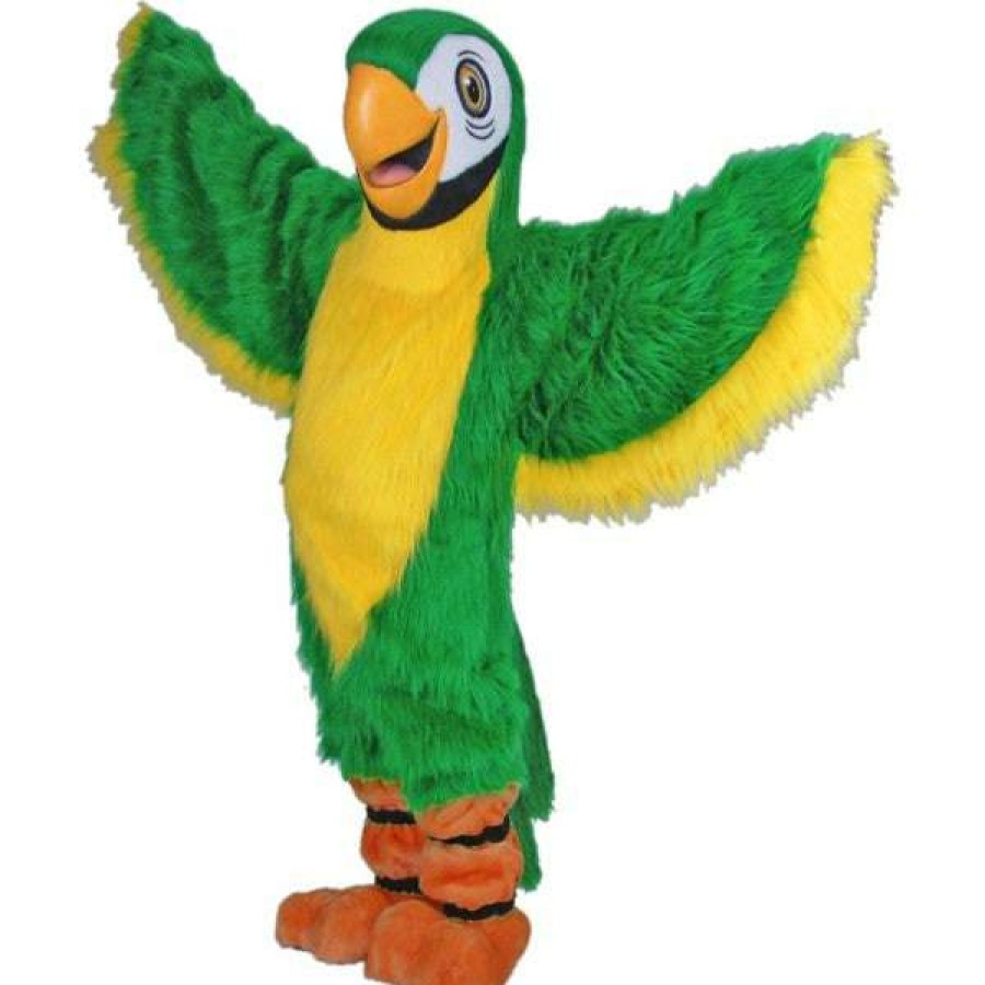 Bird Mascots * | Mask Us Green Parrot Mascot Costume