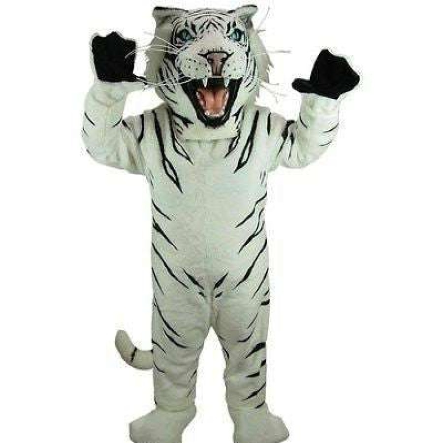 Cat Mascots * | Mask Us Cat Mascots White Tiger Mascot Costume