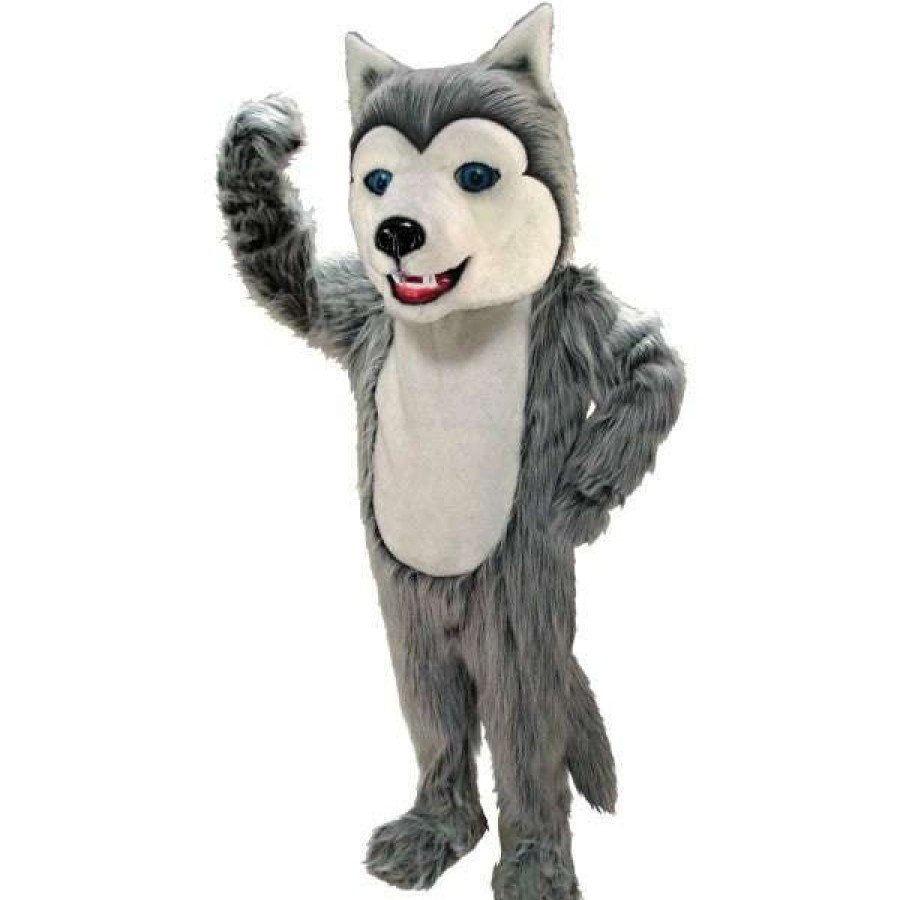 Dog Mascots * | Mask Us Dog Mascots Grey Husky Lightweight Mascot Costume